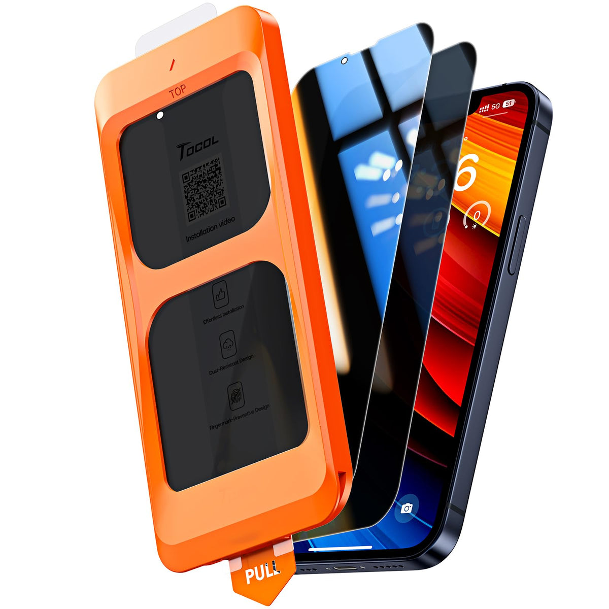 TOCOL for iPhone 15 Pro Screen Protector, Easy Installation