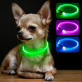 BSEEN Light Up Dog Collar - LED Dog Collar Rechargeable, Glowing Pet Collars for Small Medium Large Dogs, TPU Cuttable Lighted Puppy Collar, Safety Dog Lights for Night Walking (Green 70cm)