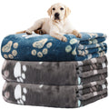 Rezutan 1 Pack 3 Blankets for Dogs, Dog Blanket for Large & Medium Pet Cat, Premium Soft Fluffy Suitable for Dog Kennels & Beds, Sofas, Gifts Puppy Essentials, 41x31inch, Gray/Blue/Beige