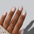 BTArtbox Press On Nails, Cream Puff, Short Almond, Ombre Off White, 32Ct | 2+ Weeks Wear, Salon-Quality Natural Nails, 10-Minute Easy Daily Application, Fast Removal, 16 Sizes, All-in-One Complete Kit
