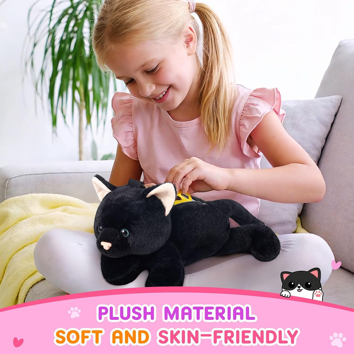 Cat Shaped Purse for Women Crossbody Bag Plush Black Funny Furry Fuzzy Shoulder Bag Cute Animal Purse(Black Cat)