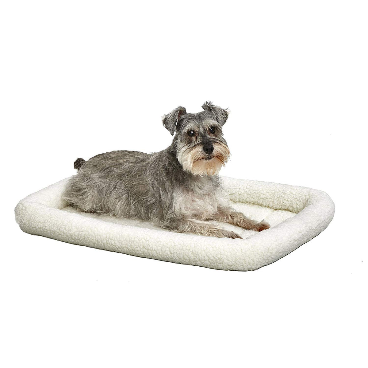 MidWest Homes for Pets QuietTime Dog Bed - White Fleece Bolster, Ultra-Soft and Machine Washable, Fits 42-Inch Crates and Carriers, for Large Breed Dogs