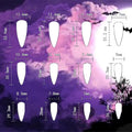 Halloween Long Stiletto Press on Nails Glossy Purple Glitter Acrylic False Nails 24Pcs Sparkly Fake Nail Black Bats Gel Glue on Nail French Tips Stick on Fingernails for Coquette Women Girls
