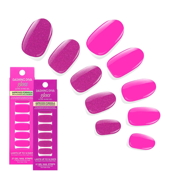 Dashing Diva Gloss Nail Strips Bundle - The Neon Brights Collection - Magenta Madness & Suki - UV Free, Chip Resistant, Long Lasting Gel Stickers - Contains 2 Sets