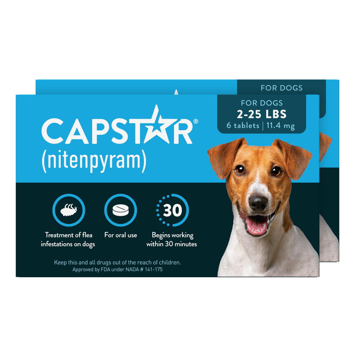 Capstar (Nitenpyram) Fast-Acting Oral Flea Treatment for Dogs 2-25 Lbs, Vet-Recommended Medication Tablets, Flea Tablets for Dogs Start Killing in 30 Minutes, 6 Doses