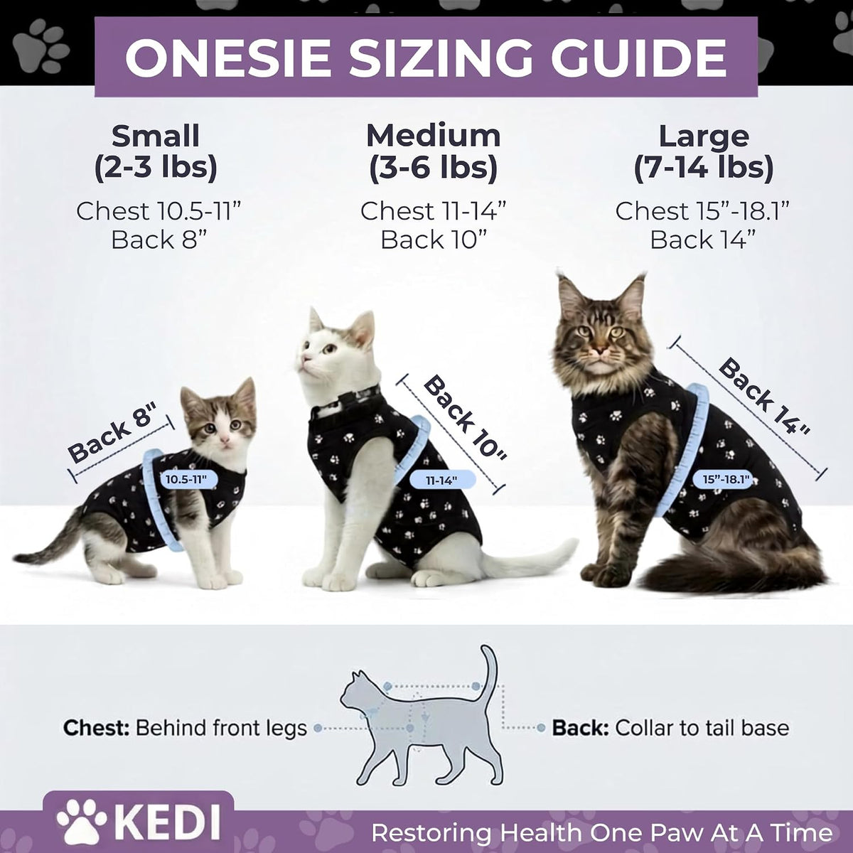 Cat Surgery Recovery Suit Female Cat Onesie for Cats After Surgery Spay Surgical Abdominal Wound Skin Diseases E-Collar Alternative Wear Kitten (Black, Large)