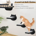 Cat Wall Shelves Furniture Set with Scratching Pad，Wooden Cat Climbing Wall Systems with 2 Perches and 3 Steps, Floating Shelves Bed Wall Mounted for Indoor Fit Up to 15Lbs (Black)