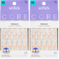 Kiss Core, Press On Nails, Nail glue included, 'Curiosity', White, Medium Size, Almond Shape, Includes 32 Nails, 2g Glue, 1 Manicure Stick, 1 Mini File