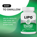 LIPO Balance Support Supplement for Dizziness & Vertigo - Inner Ear Health & Circulation Formula with Ginkgo Biloba, Vitamin D & B Complex - Supports Balance & Stability - 30 Ct