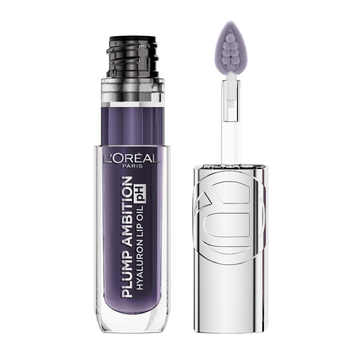 L'Oreal Paris Plump Ambition pH Hyaluron Lip Oil, Color Shifting Lip Tint with 24HR Hydration, Volumizing Shine and Lasting Color, 010 pH Cristal Ice