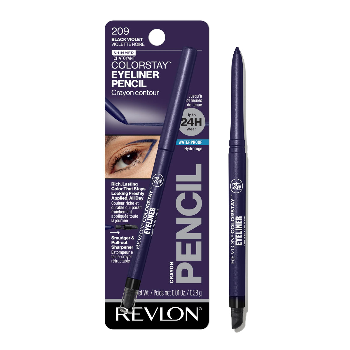 Revlon ColorStay Pencil Waterproof Eyeliner, Smudge-Proof, Eye Makeup with Built-In Sharpener, Long-Lasting, Matte Finish, 202 Black Brown, 0.01 oz