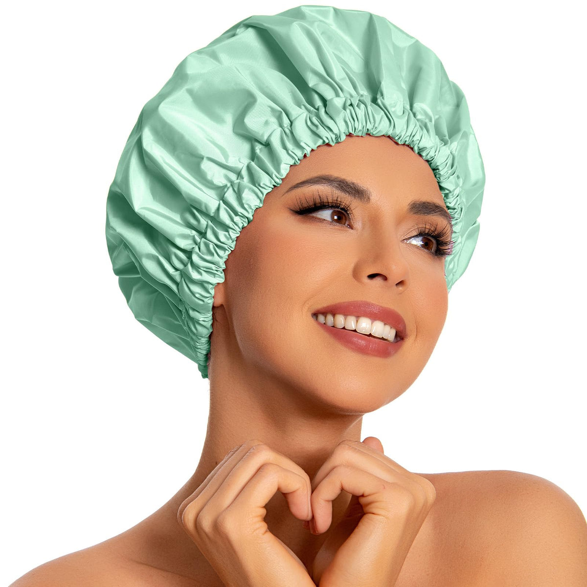 Edoneery Reusable Shower Caps for Women, Waterproof Long Hair Bonnet | Washable Design, Wide Elastic Band, Large Fit, Holds Long Hair, Braids Friendly, Bath Accessories, Spa, Travel