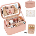 OCHEAL Makeup Bag, Portable Cosmetic Bag, Large Capacity Travel Makeup Case Organizer, Black For Women Toiletry Bag for Girls Traveling With Handle and Divider