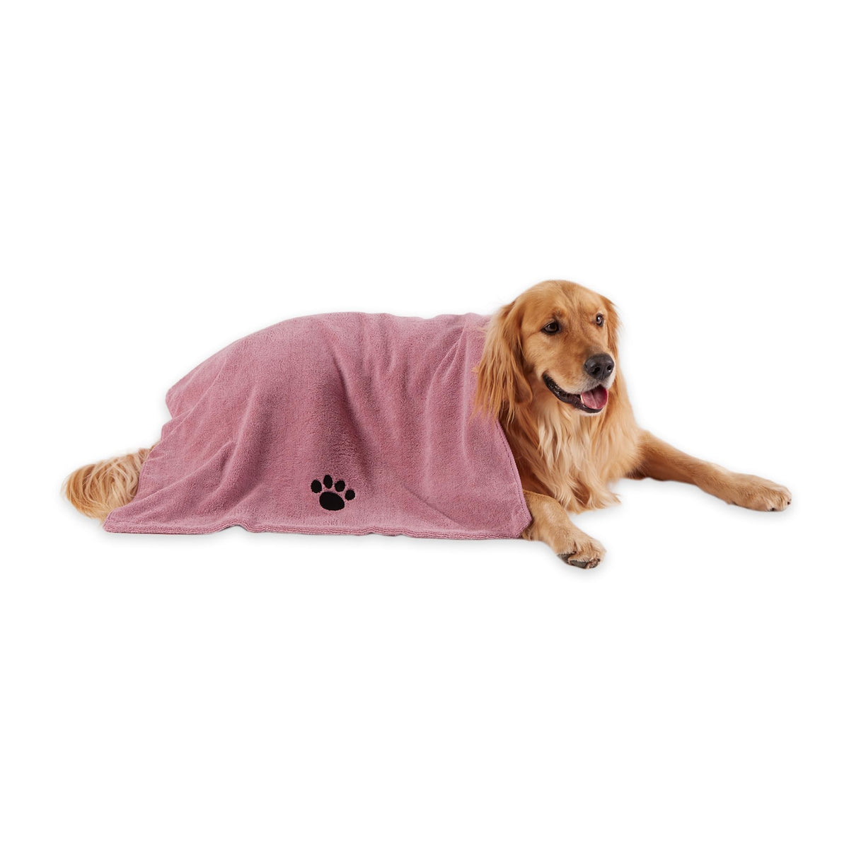 Bone Dry Pet Grooming Towel Collection Absorbent Microfiber X-Large, 41x23.5", Embroidered Gray