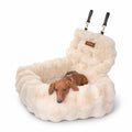 Pelsbarn Luxurious Cozy Car Dog Bed, Faux Fur Travel Bed, Brown, S