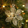 Glass Snowflake Icicle Ornaments for Christmas Tree Decorations - 18Pcs Clear Glass Ornaments Set for Christmas Tree Winter New Year Party Decor Supplies