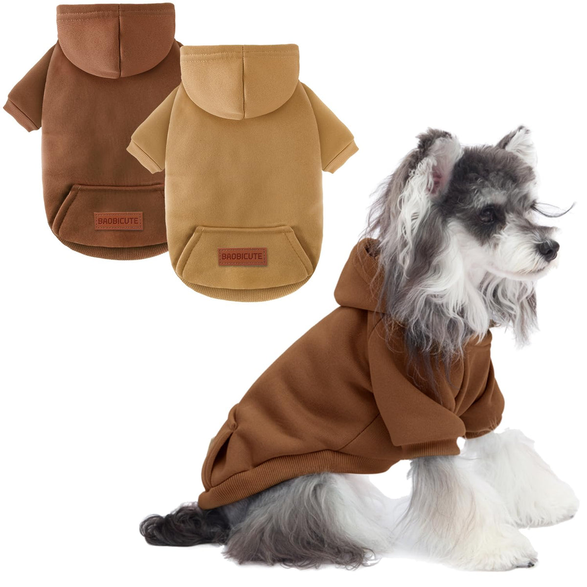 2 Pack Dog Hoodie Warm Hood Dog Sweater Cold Weather Small Dogs Sweatshirt Comfort Pet Clothes for Small Medium Dogs with Pockets Cats Chihuahua Clothes for Male Female Girl Boy Sporty Daily Wear