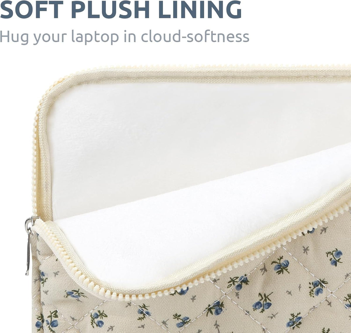 Puffy Laptop Sleeve 13 Inch Cute Quilted Laptop Protective Case Padded Floral Computer Sleeve for MacBook (A-Blue, 13 Inch)