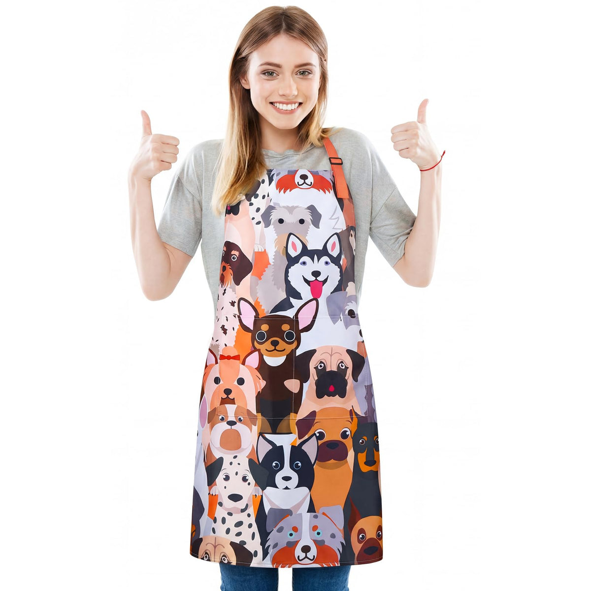 Dog Grooming Waterproof Apron with 2 Pockets, Cute Animals Puppy Dog Pets Apron