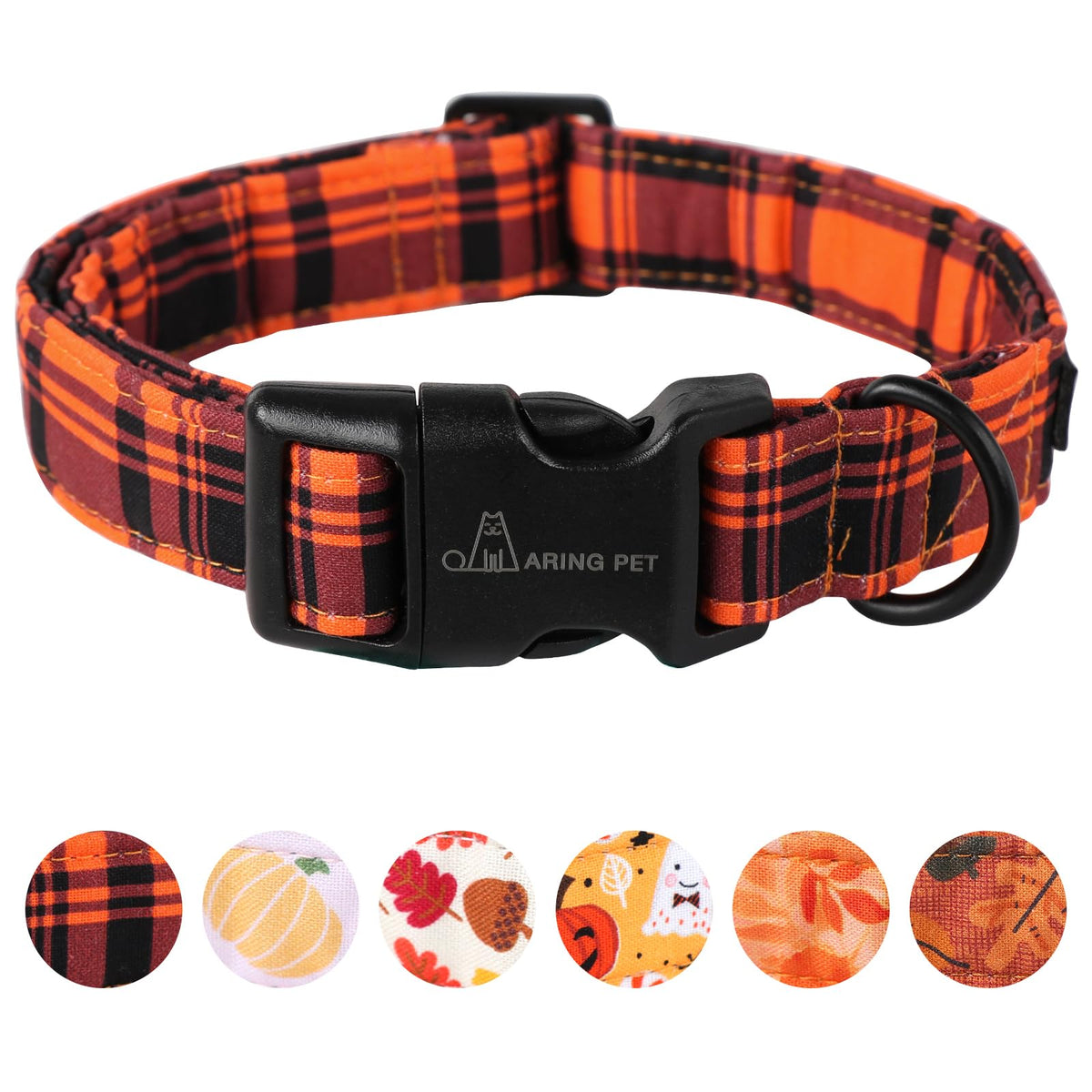 ARING PET Fall Dog Collar-Cotton Maple Leaves Dog Collar for Small Dogs, Adjustable Lightweight Dog Collars with Quick Release Buckle for Small Medium Large Dogs