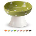 Orange Mushroom Cat Bowl, Elevated Ceramic Bowl for Cats