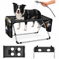 Dog Grooming Hammock Stand, Foldable Dog Bath Holder Sling Shower Chair | Heavy-Duty Pet Bath Stool for Small & Medium Dogs, Home Salon Grooming, Washable Mesh, Joint Support & Restraint(Blue,Base)