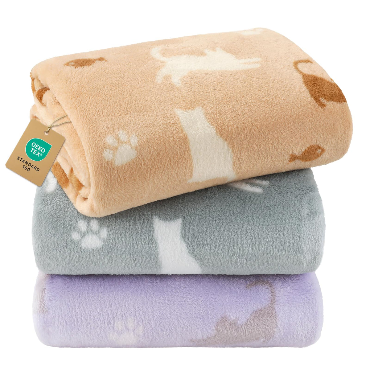 Luciphia 3 Pack Cute Cat Blankets Cozy Small Throw for Pet Puppy,23"x16"