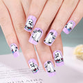 48Pcs Halloween Press on Nails Ghost Stick on Fingernails Monster Short Square False Nails Glossy Black Spider Web Acrylic Fake Nail Skull Gel Glue on Nail for Coquette Women Girls