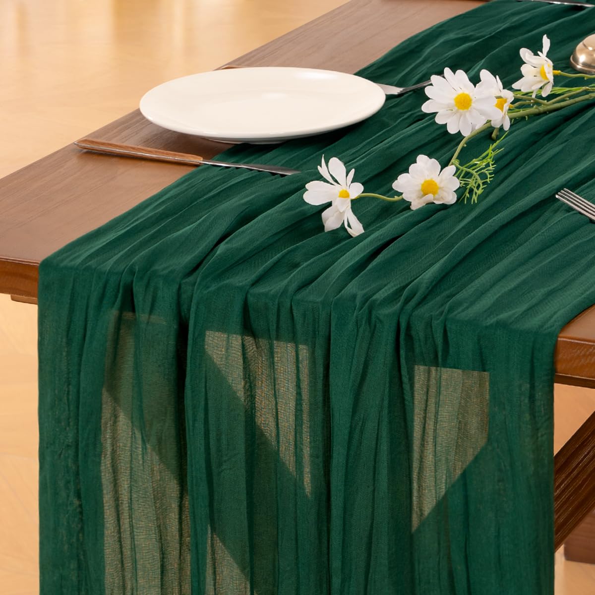 Fall Table Runner Terracotta Cheesecloth Boho Wedding Thanksgiving Decor