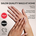 Glamnetic Press On Nails - Short Round, Glossy Fake Nails 30 Pc Full Kit | Neutral press on nails, 12 sizes. Everyday glue-on set. Waterproof, chip-resistant, up to 2 weeks wear