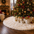 YEAHOME Christmas Tree Skirt, 48 Inch White Soft Faux Fur Tree Skirts Plush Christmas Decorations, White Ornaments Christmas Tree Skirts Xmas Decorations Indoor Holiday Party Decor