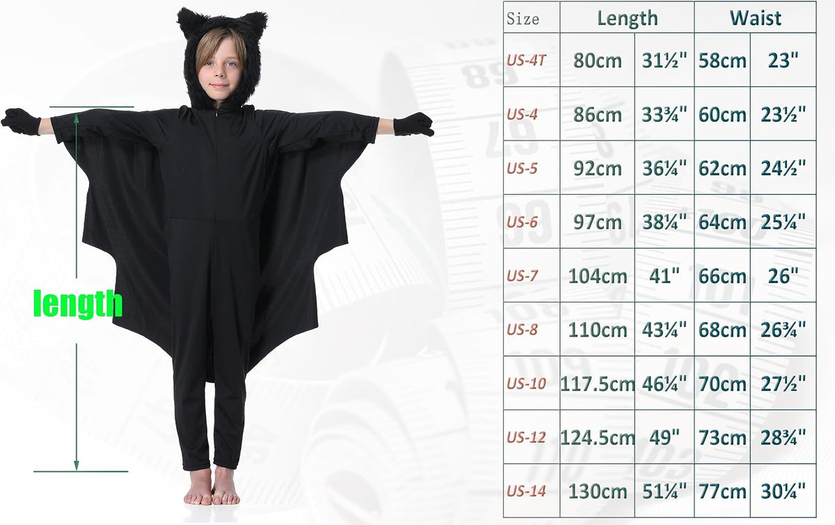 Seawhisper Bat Costume Kids Toddler Boys Girls Halloween Jumpsuit 2T-14
