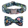 Fall Dog Collar with Bow, Black and Orange Print Fall Pet Collars Small