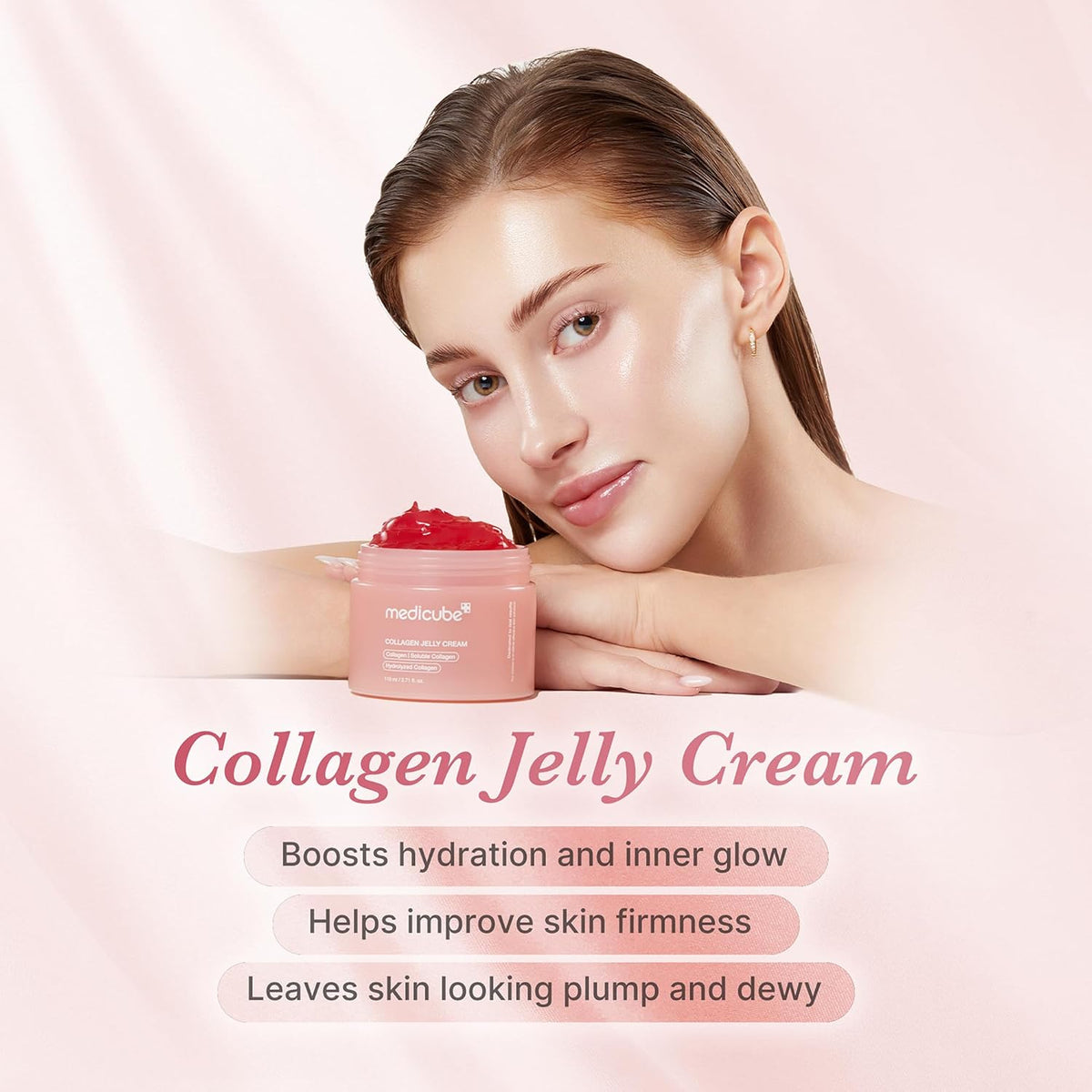 medicube Jelly Cream with Collagen & Niacinamide, 3.71 fl.oz | Freeze-Dried Hydrolyzed Collagen for Skin Barrier Hydration & 24H Glow - Plumper, Firmer looking skin, 3.71 fl.oz