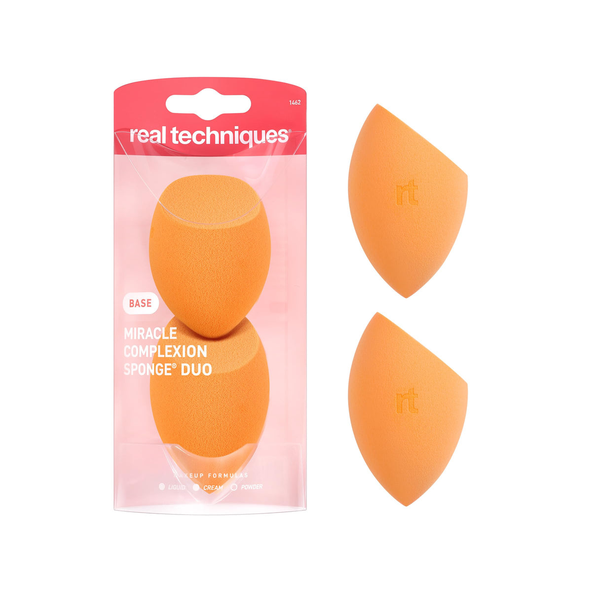 Real Techniques Miracle Complexion Sponge, 4 Pack, For Applying Liquid & Cream Foundation, Skin Tint & Concealer, Makeup Blending Sponge, Natural Finish, Latex-Free & Cruelty-Free