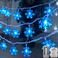 Christmas Snowflake Lights, 20ft 40LED 8 Modes & Timer Battery Operated Fairy Lights for Indoor/Outdoor Holiday Party Decorations (White)