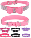 Bling Dog Collar for Small Medium Large Dogs, Crown Rhinestone Dog Collars for Girl and boy Dog, Diamond Puppy Collars, Adjustable Leather Suede SOFE Cat Collar (S(10.6"-13"/27CM-33CM), Pink)
