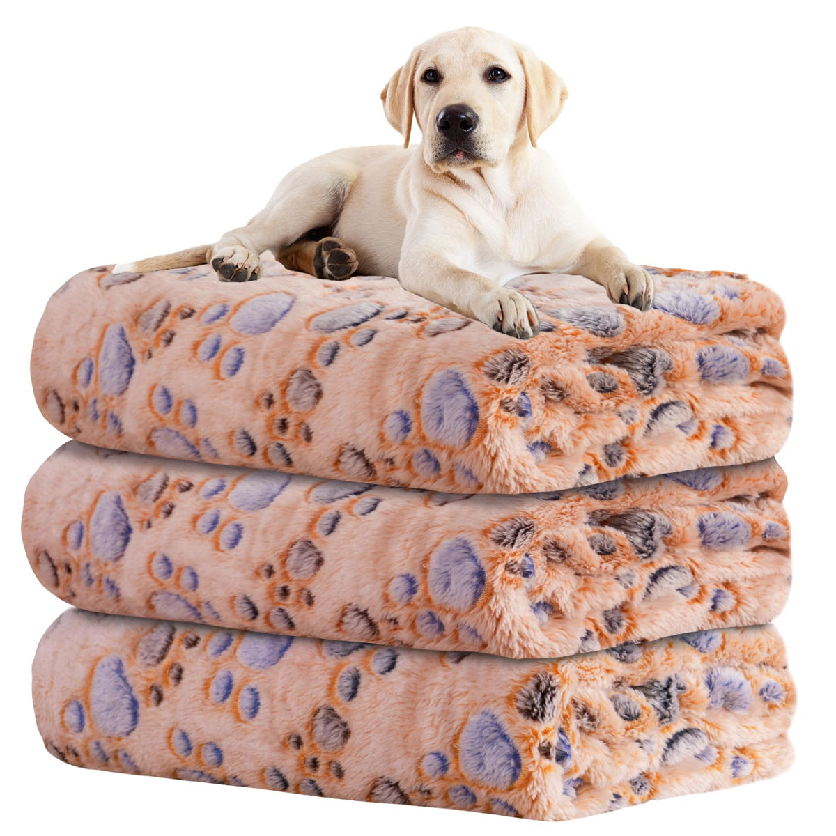 Rezutan 1 Pack 3 Blankets for Dogs, Dog Blanket for Large & Medium Pet Cat, Premium Soft Fluffy Suitable for Dog Kennels & Beds, Sofas, Gifts Puppy Essentials, 41x31inch, Gray/Blue/Beige