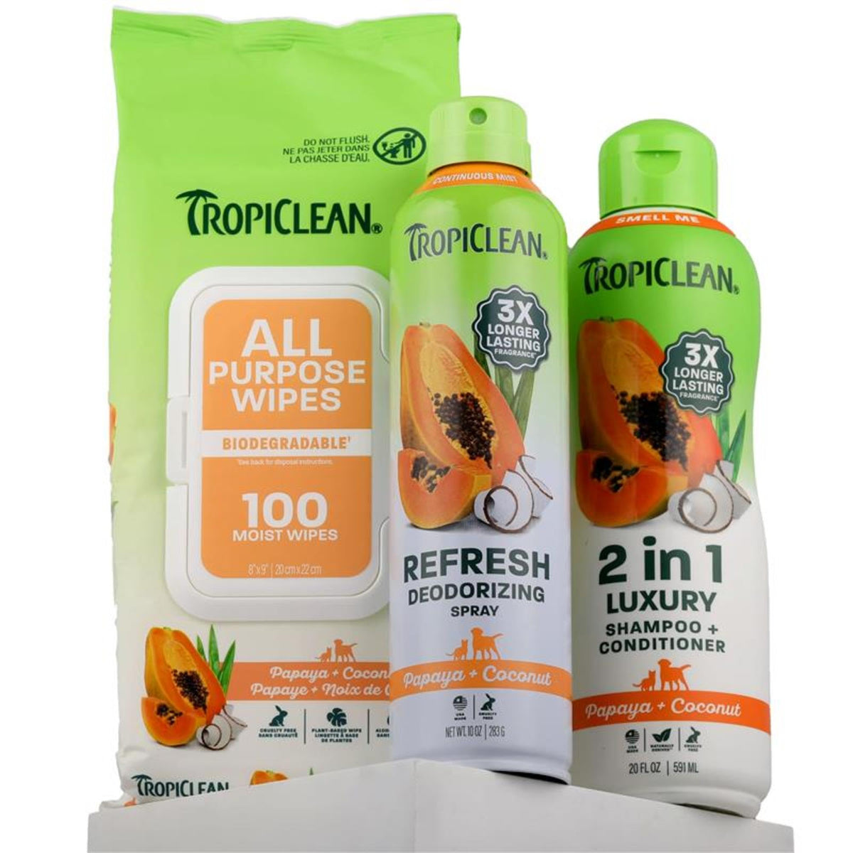 TropiClean 2-in-1 Dog Shampoo and Conditioner, Moisturizing Dog Detangler, Puppy Safe, Made in the USA, Papaya Scent, Cat & Kitten Safe, 20oz.