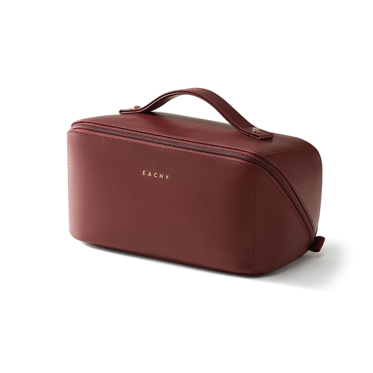 EACHY Travel Makeup Bag, Large Capacity Cosmetic Bag for Women, Waterproof PU Leather, Flat Open Portable Toiletry Bag for Skincare, Brushes & Travel Essentials