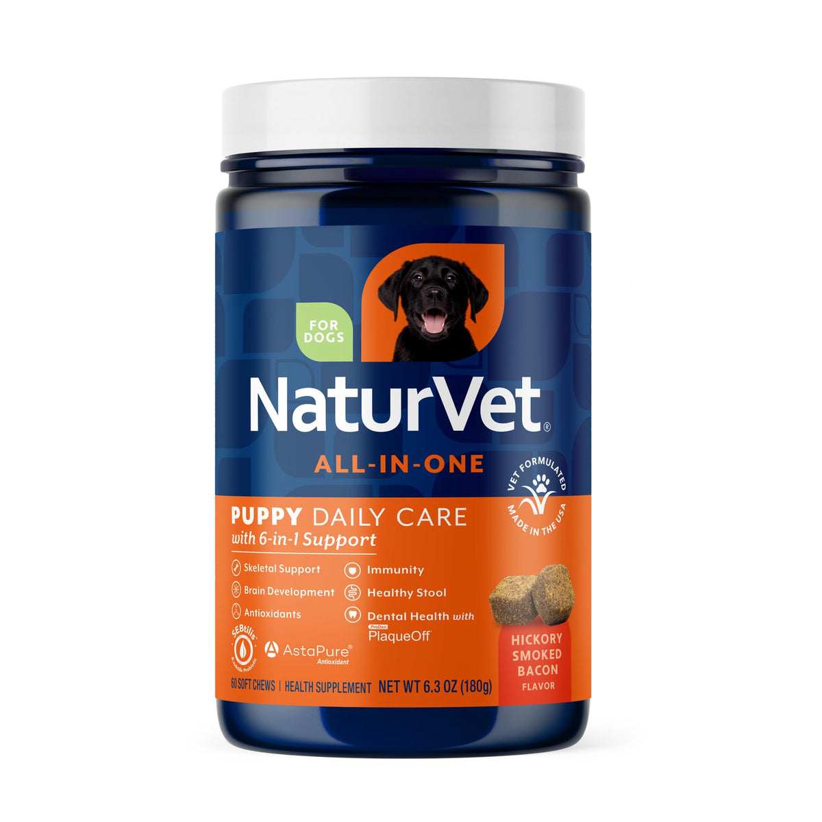 NaturVet All-in-One Dog Supplement - for Joint Support, Digestion, Skin, Coat Care – Dog Multivitamins with Minerals, Omega-3, 6, 9 – Wheat-Free Vitamins for Dogs – 240 Soft Chews