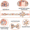 Dog Collar and Leash Set Girls Adjustable Puppy Collars with Floral Bow Tie for Small Medium Large Female Dogs, Orange Flower, XS