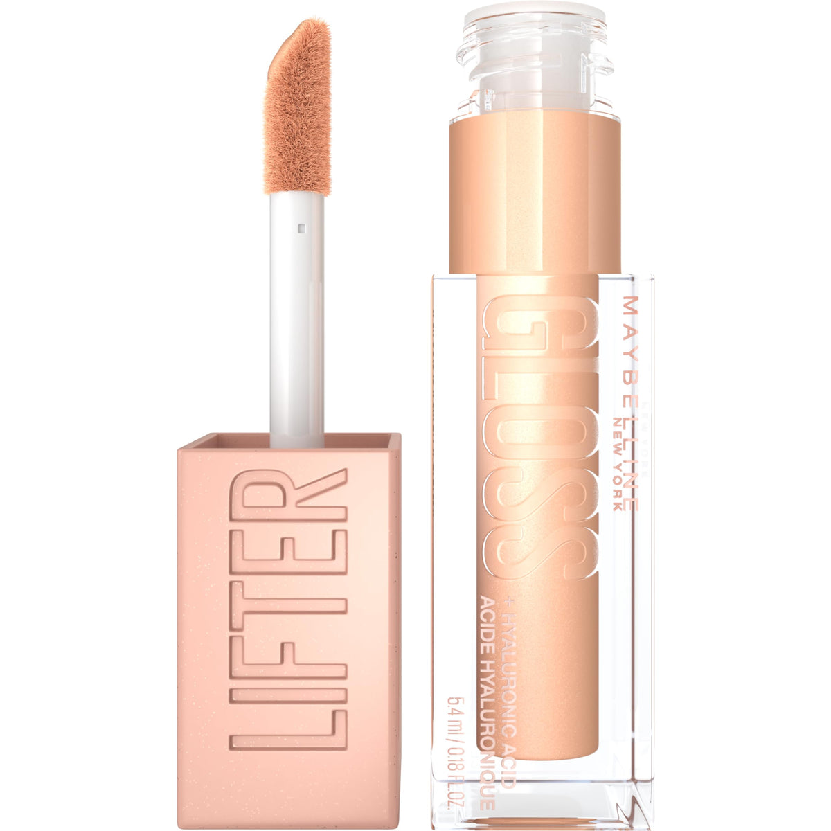 Maybelline New York Lifter Gloss Hydrating Lip Gloss with Hyaluronic Acid, Bubblegum, Sheer Bright Pink, 1 Count