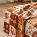 Horaldaily Fall Checked Pumpkin Leaves Flannel Pets Blanket 20x30