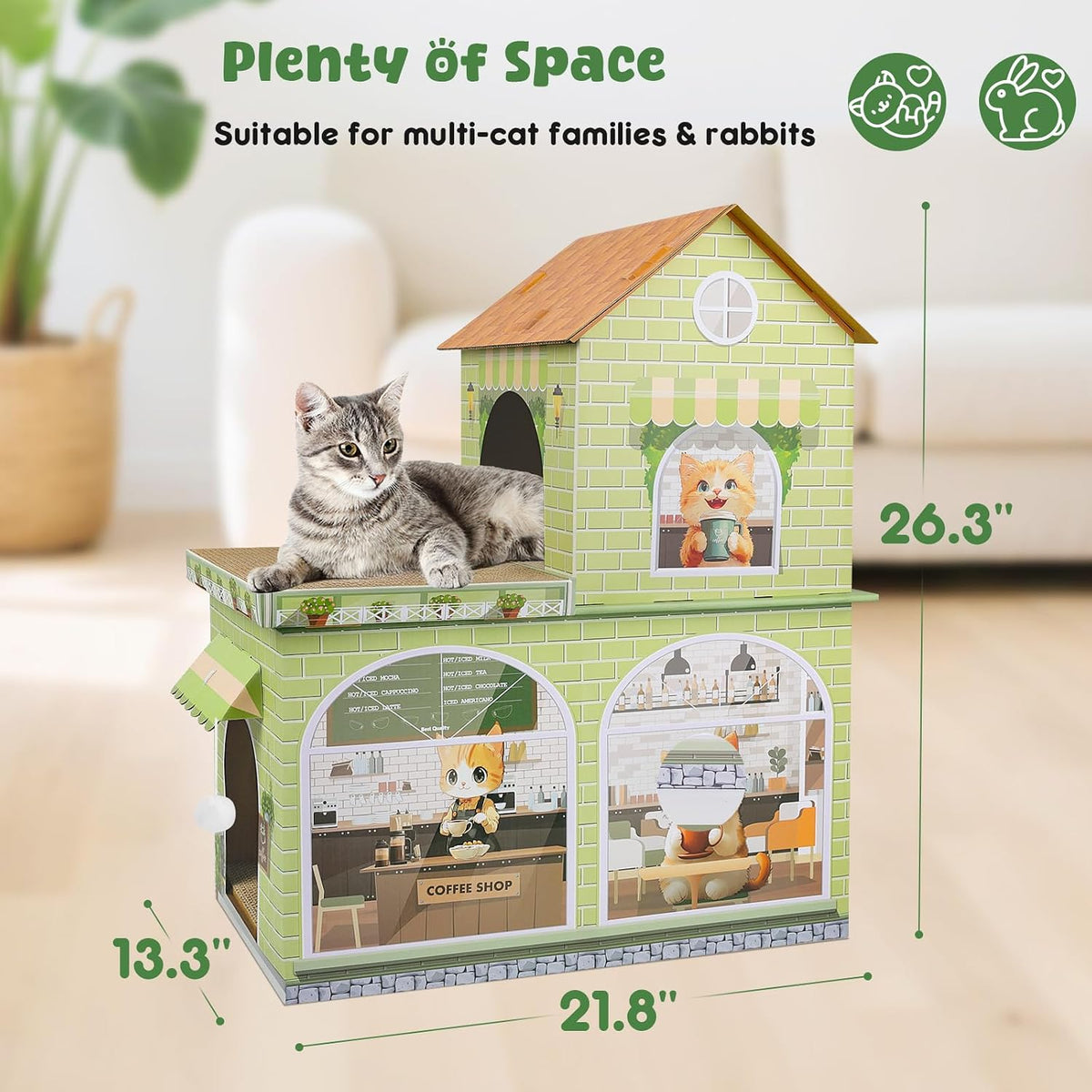 Cardboard Cat Houses for Indoor Cats Kitten Scratcher Houses Cafe Themed