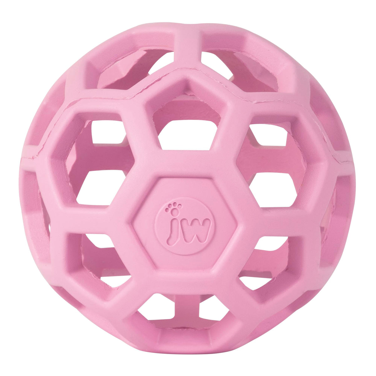 JW Pet HOL-ee Roller™, Dog Toy Puzzle Ball, Natural Rubber, Medium (4.5” Inch Diameter), Pink