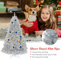 Goplus 6ft Sliver Artificial Christmas Tree with Electroplated Technolog