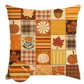 Fall Outdoor Pillow Covers 18x18,Plaid Pumpkin Maple Leaf Decoration
