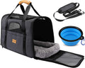 Morpilot Pet Carrier for Large Cats, Puppies & Small Dogs Up to 25lbs, Escape-Proof with Locking Zippers, Dual-Sided Cushion, Safety Buckle for Car & Vet Travel, Includes Foldable Bowl (Dark Gray)