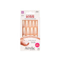 KISS Salon Acrylic Press On Nails, Nail glue included, 'Cashmere', French, Medium Size, Squoval Shape, Includes 28 Nails, 2g Glue, 1 Manicure Stick, 1 Mini file